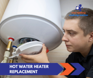 Professional technician replacing the water heater in a house